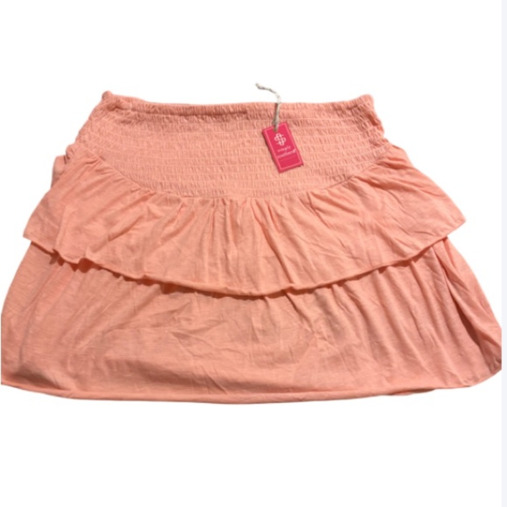 Adorable Simply Southern Coral Ruffled Mini Skirt. Size XL NEW with tags.